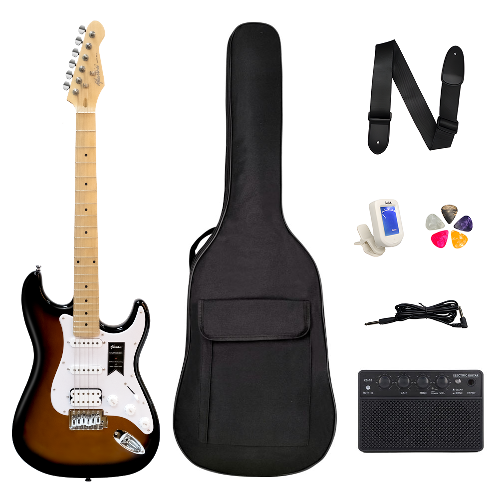 Mantic MST100-HSB Aksesuarlı ve Amfili Sunburst Elektro Gitar Paketi